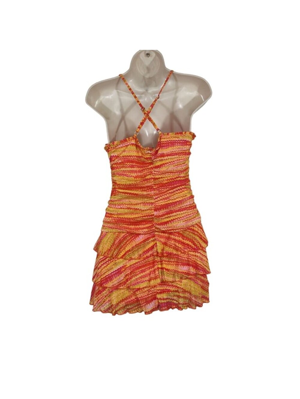 Wild Fable Orange Yellow Layered Tiered Mini Dress Women Size M Sleeveless NEW - Picture 4 of 8